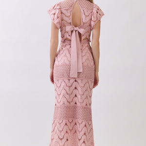Blush Ruffle Slv Lace Midi Dress Ruffle Slv Lace Midi Dress