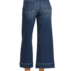 Utility Pocket Cropped Wide Leg Denim Pants