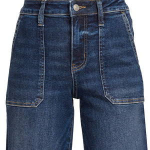 Utility Pocket Cropped Wide Leg Denim Pants
