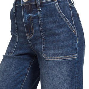 Utility Pocket Cropped Wide Leg Denim Pants
