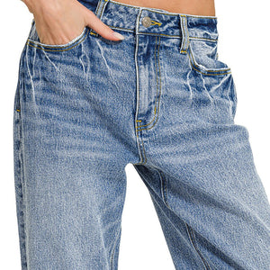 Medium Washed Straight Denim Pants