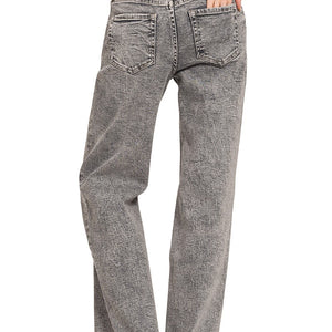 Distressed black Straight Leg Denim Pants
