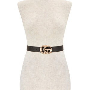 Classic Faux Leather Belt With Go Buckle
