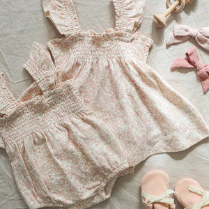 QM Smocked Jersey Dress || Pink Blossom