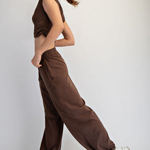 Brown Cotton Lycra Crossover Set Cotton Lycra Crossover Set