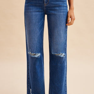 Comfy Tummy Control Straight Distressed Jeans