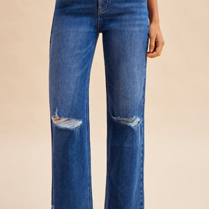 Comfy Tummy Control Straight Distressed Jeans