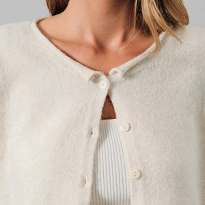 Rolled Up Neck Button Down Sweater Cardigan Top