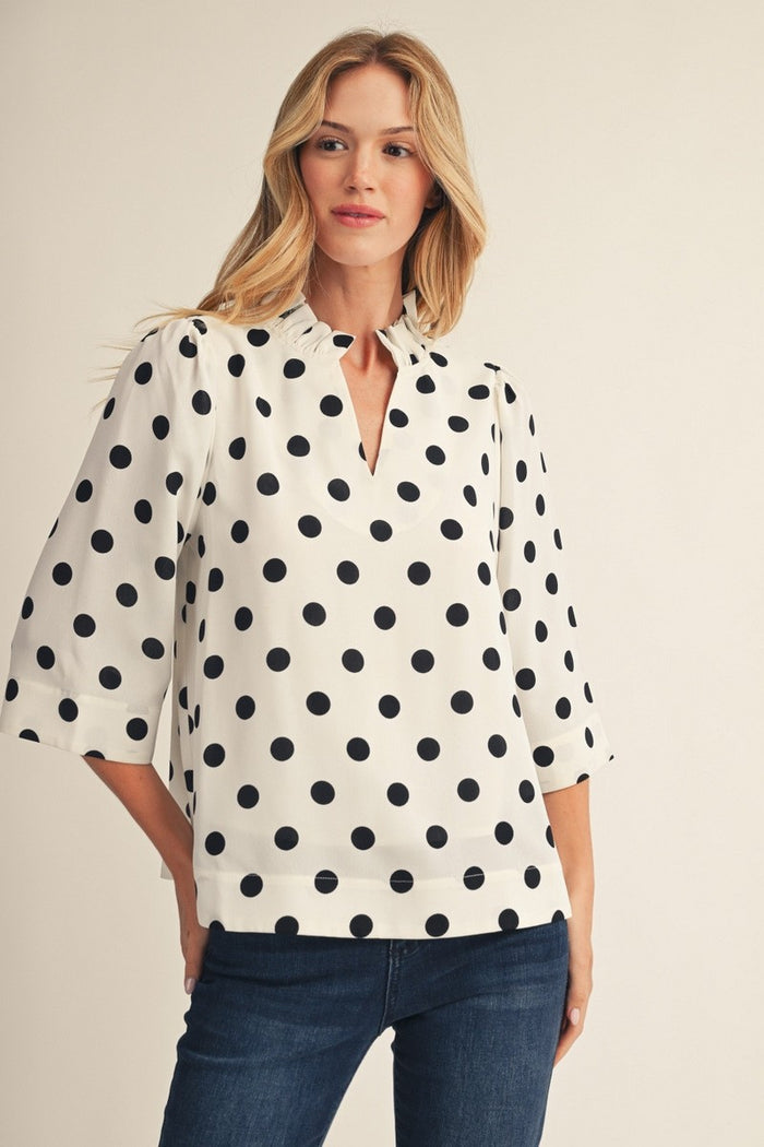 Off white polkadot blouse