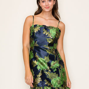 Navy/Green Jacquard Dress
