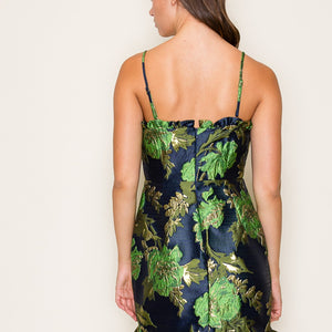 Navy/Green Jacquard Dress