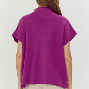Magenta Drop Shoulder Comfy Sweater Top
