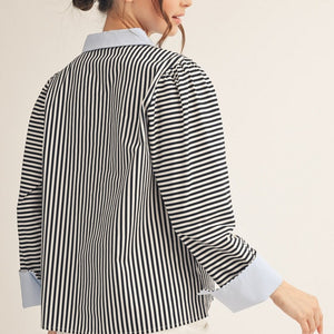 Black/White Stripe Woven Top