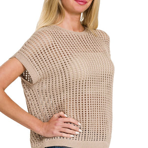 CROCHET KNIT SHEER HOLLOW SWEATER