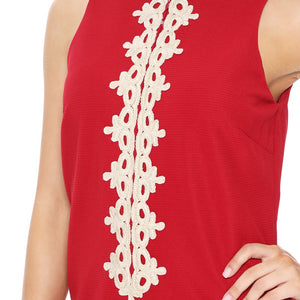 Red Sleeveless Shift Dress