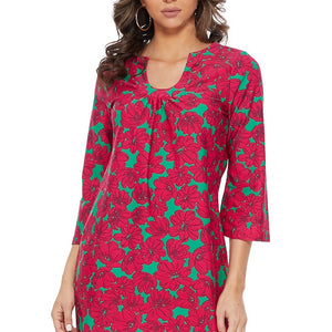 Fuchsia Scoop Neck Shift Dress