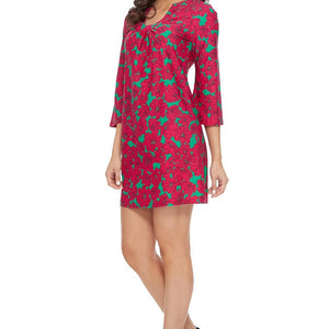 Fuchsia Scoop Neck Shift Dress