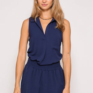 Navy Smocked high waisted airflow skort