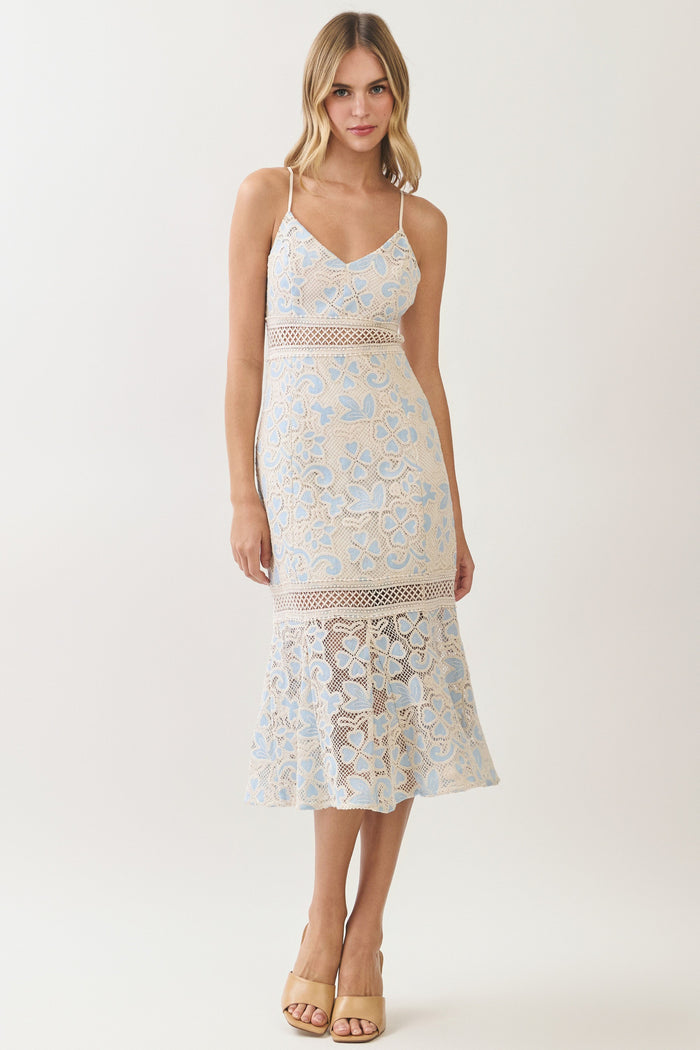 Blue Cutout Midi Dress