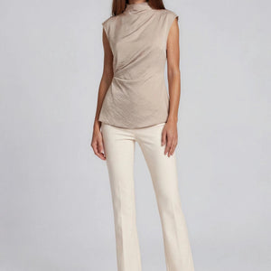 Crew Neck Sleeveless Asymmetric Twist Top