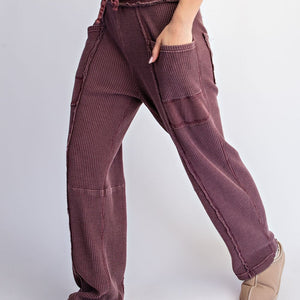 Mineral Washed Waffle Raglan Long Sleeve Top & pant set