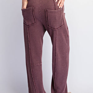 Mineral Washed Waffle Raglan Long Sleeve Top & pant set