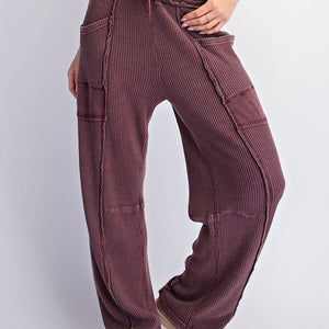 Mineral Washed Waffle Raglan Long Sleeve Top & pant set