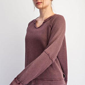 Mineral Washed Waffle Raglan Long Sleeve Top & pant set