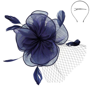 FLORAL TILT MESH FEATHER FASCINATOR, 2 COLORS