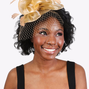 FLORAL TILT MESH FEATHER FASCINATOR, 2 COLORS