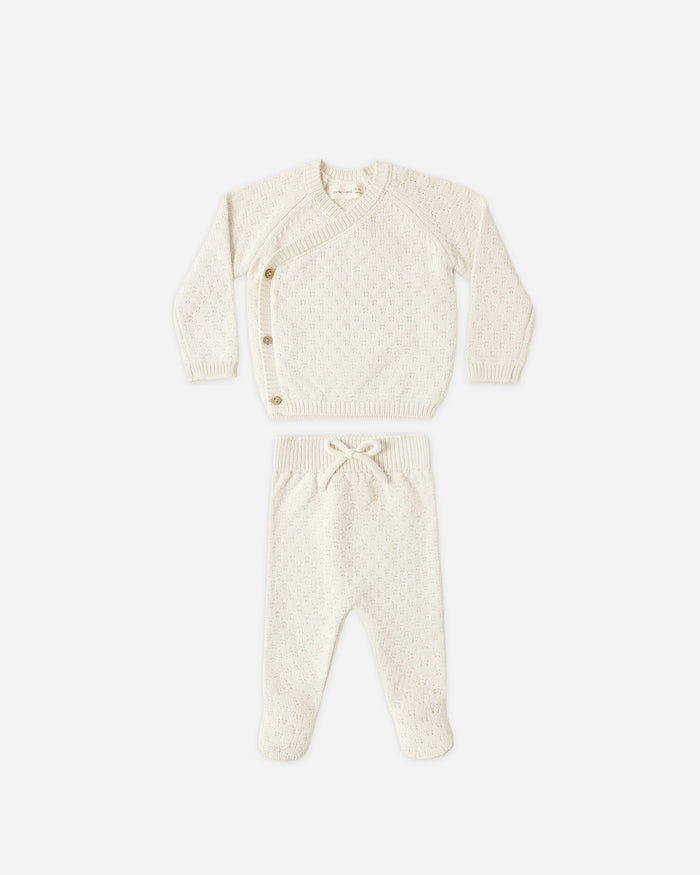QM Knit Wrap Top + Pant Set Natural