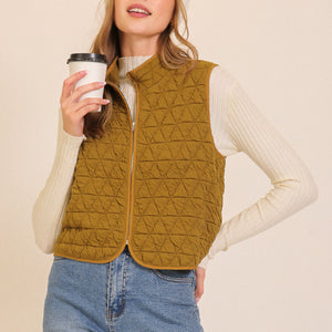 CHARTREUSE Quilted Zip-up Vest
