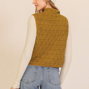 CHARTREUSE Quilted Zip-up Vest