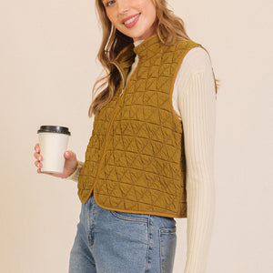 CHARTREUSE Quilted Zip-up Vest