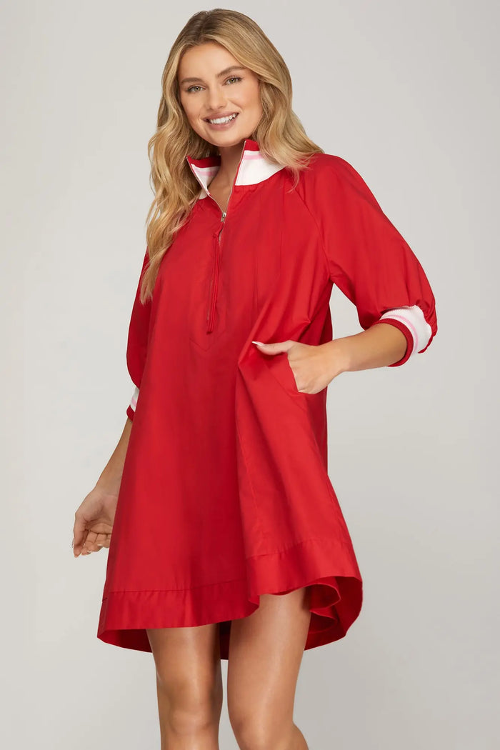 Red 1/2 sleeve mini dress
