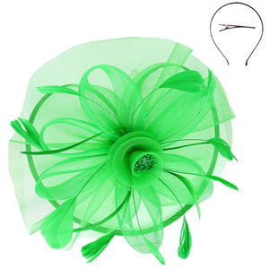 FLORAL ORGANZA MESH RIBBON FASCINATOR, 2 colors