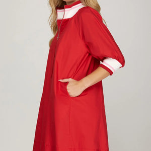 Red 1/2 sleeve mini dress