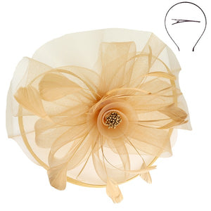 FLORAL ORGANZA MESH RIBBON FASCINATOR, 2 colors