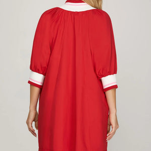 Red 1/2 sleeve mini dress