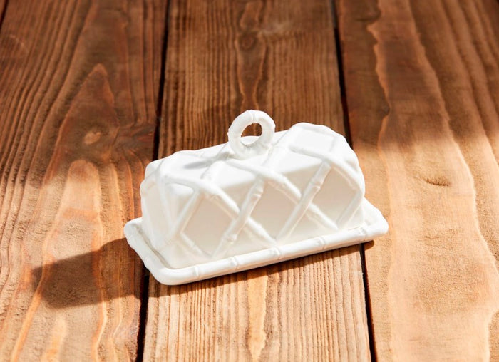 WHITE BAMBOO BUTTER DISH