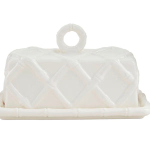 WHITE BAMBOO BUTTER DISH