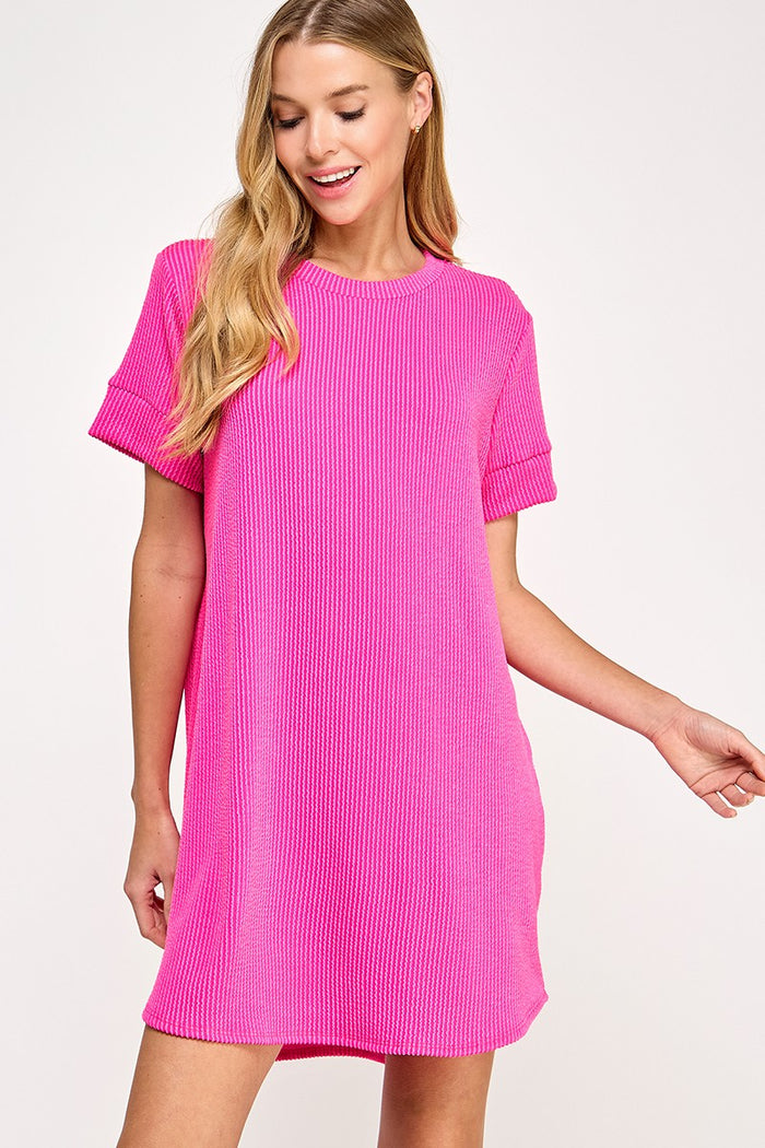 Hot pink shift dress