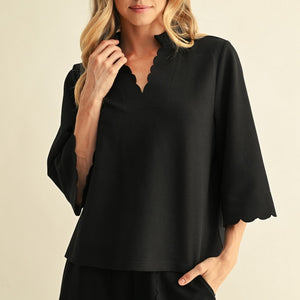 Black Scallop Edge Detail Solid Top