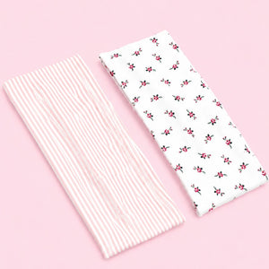 Pink Pinstripe & Floral Printed Headband 2-pc Set