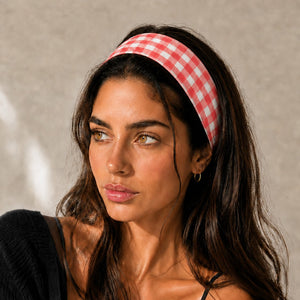 Red Gingham &amp; Black Polka Dot Headband 2-pc Set