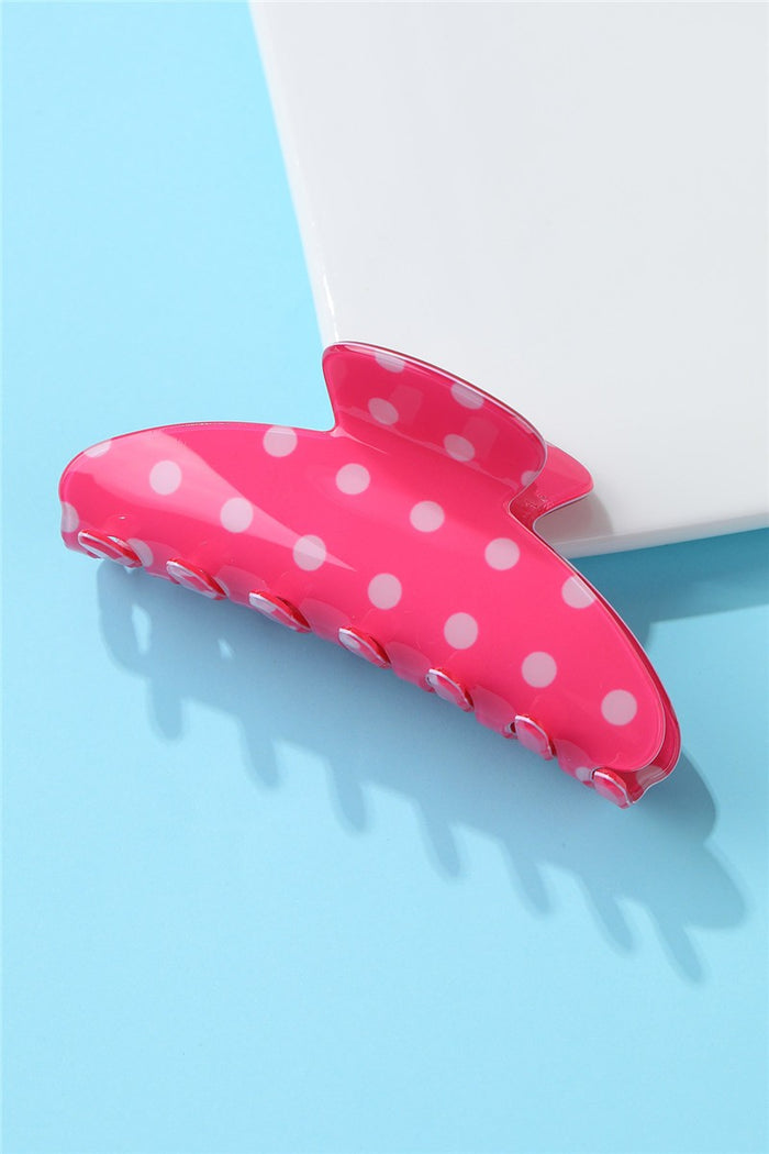 Retro Polka Dot Hair Claw - Glossy Spotted French Style Clip
