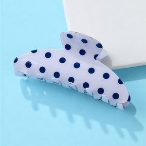 Retro Polka Dot Hair Claw - Glossy Spotted French Style Clip