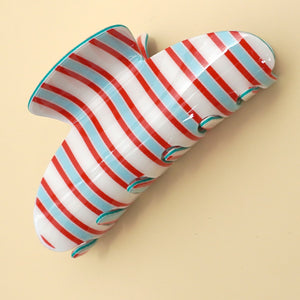 Jumbo Stripe Plaid Oval Hair Claw Clips