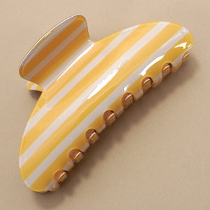 Jumbo Stripe Plaid Oval Hair Claw Clips