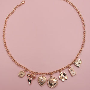 Charm Necklace-bow Love Flower Heart